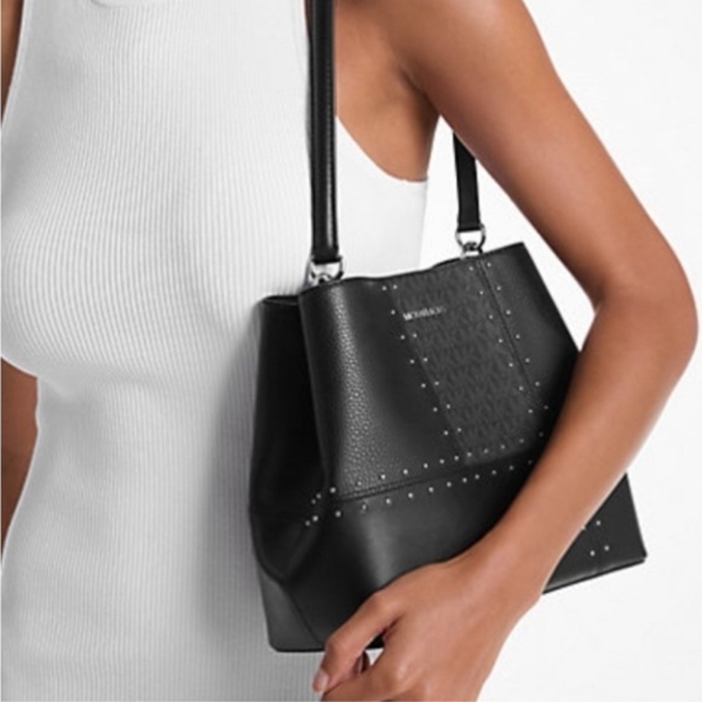 Michael Kors Pratt Medium Studded Patchwork Shoulder Bag